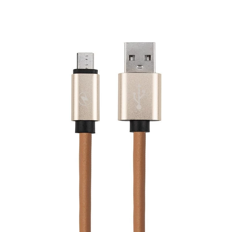 Кабель USB-A – micro USB, 0,5А, 1м, эко-кожа, коричневый REXANT