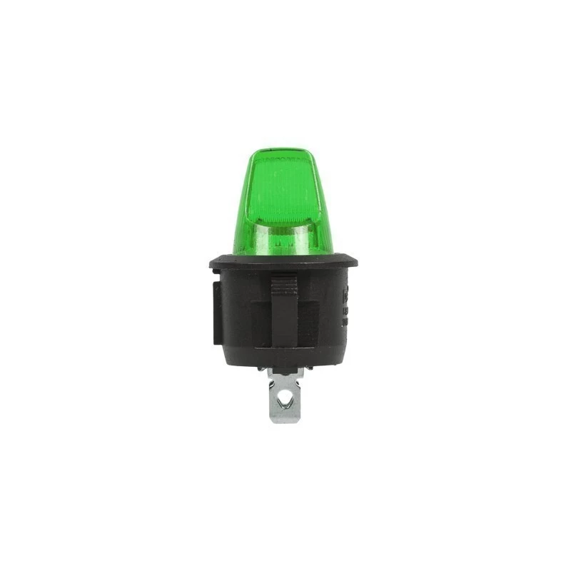 Выключатель клавишный круглый 12V 16А (3с) ON-OFF зеленый  с подсветкой  (RWB-224, SС-214)  REXANT