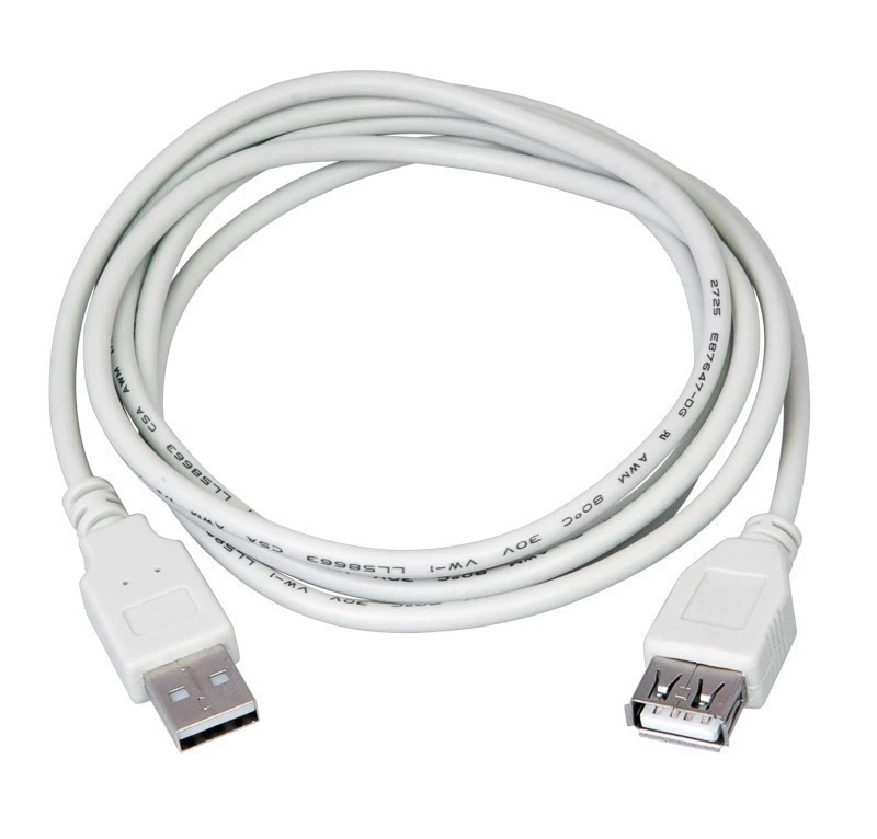 Кабель шт. USB-A – гн. USB-A, 2,4А, 5м, ПВХ, серый REXANT
