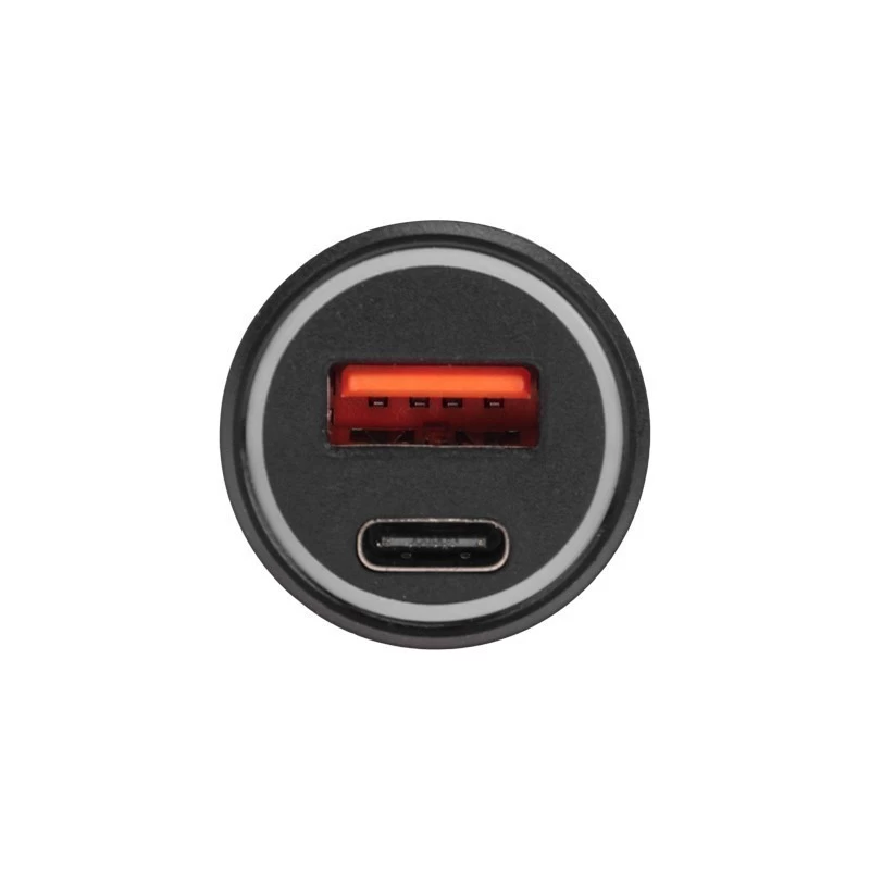 Автозарядка в прикуриватель АЗУ USB-A (QC 3.0)+USB-C (PD), 38Вт черная REXANT