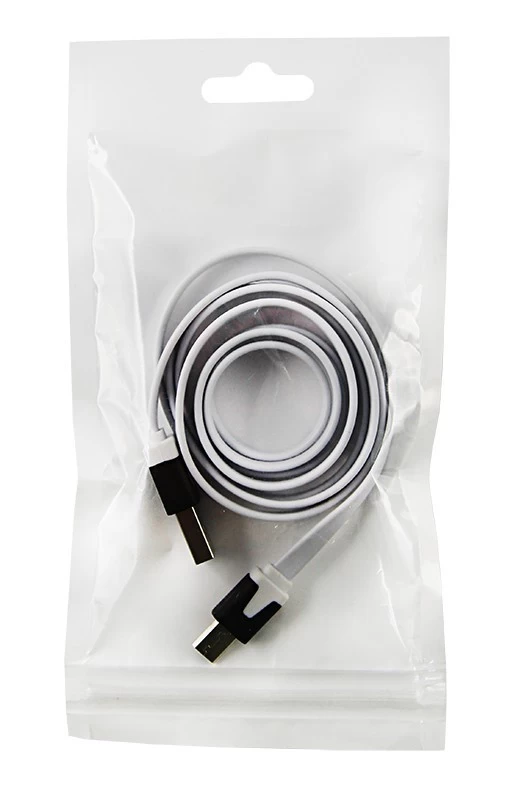 Кабель USB-A – micro USB, 2,4А, 1м, белый, плоский REXANT