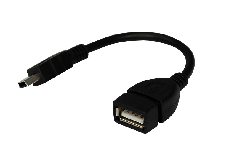 Кабель USB OTG, шт. mini USB – гн. USB-A, 2,4A, 0,15м, ПВХ, черный REXANT