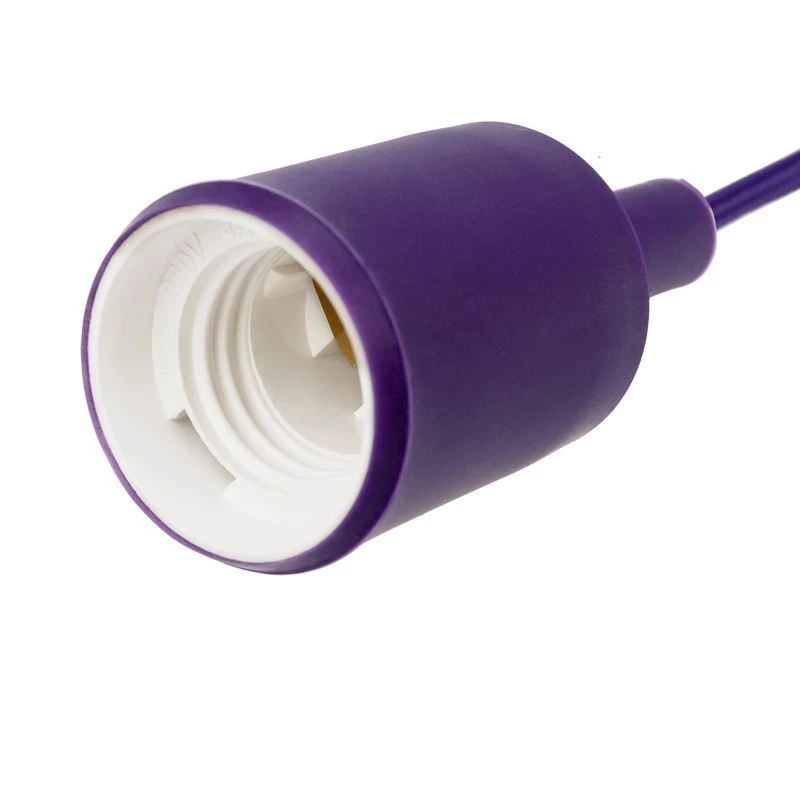 Патрон E27 силиконовый со шнуром 1 м фиолетовый REXANT