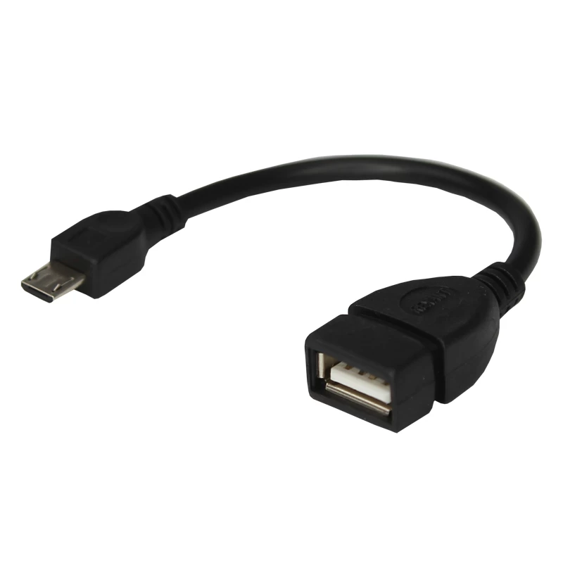 Кабель USB OTG, шт. micro USB – гн. USB-A, 2,4A, 0,15м, ПВХ, черный REXANT