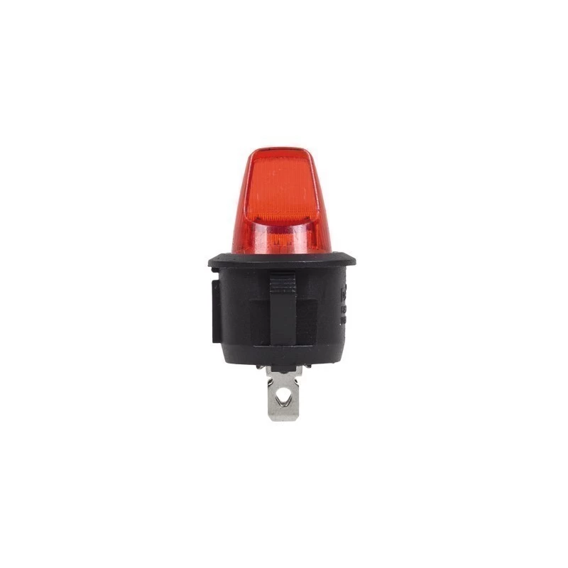Выключатель клавишный круглый 12V 16А (3с) ON-OFF красный с подсветкой (RWB-224, SС-214) REXANT
