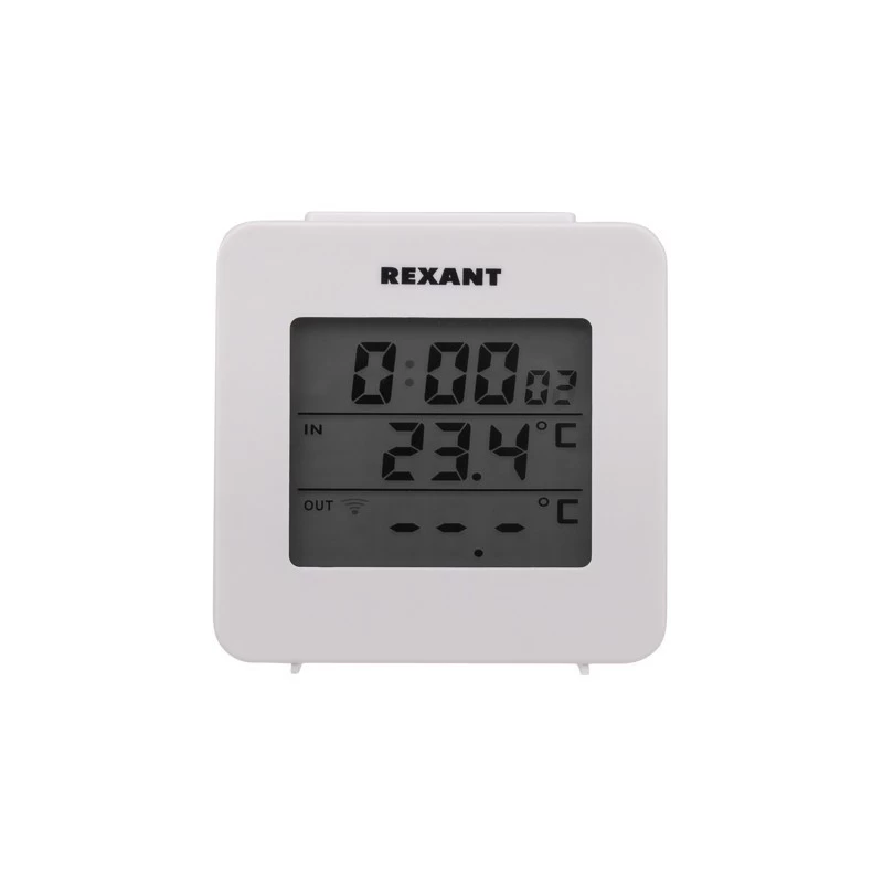 Термометр электронный с часами и беспроводным выносным датчиком REXANT